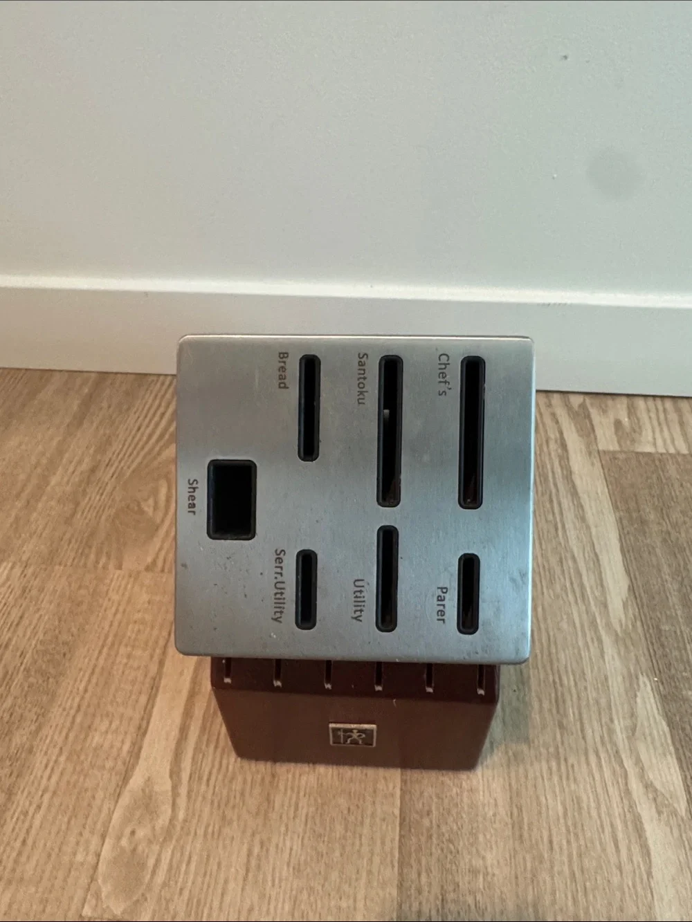 Stainless Steel & Brown Knife Block Set
